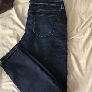 Dark blue jeans. Stretchy